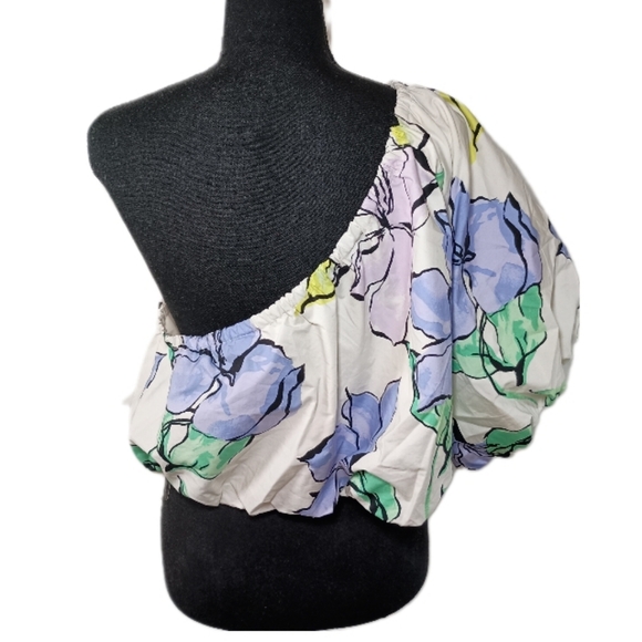 A New Day One-Shoulder Cropped Top – XXL – NWT – Floral Puff Sleeve - Picture 2 of 9